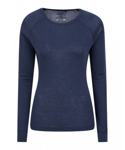 Merino Womens Round Neck Top 2-Pack Navy $24.60 Thermals