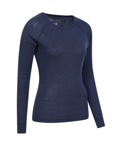 Merino Womens Round Neck Top 2-Pack Navy $24.60 Thermals