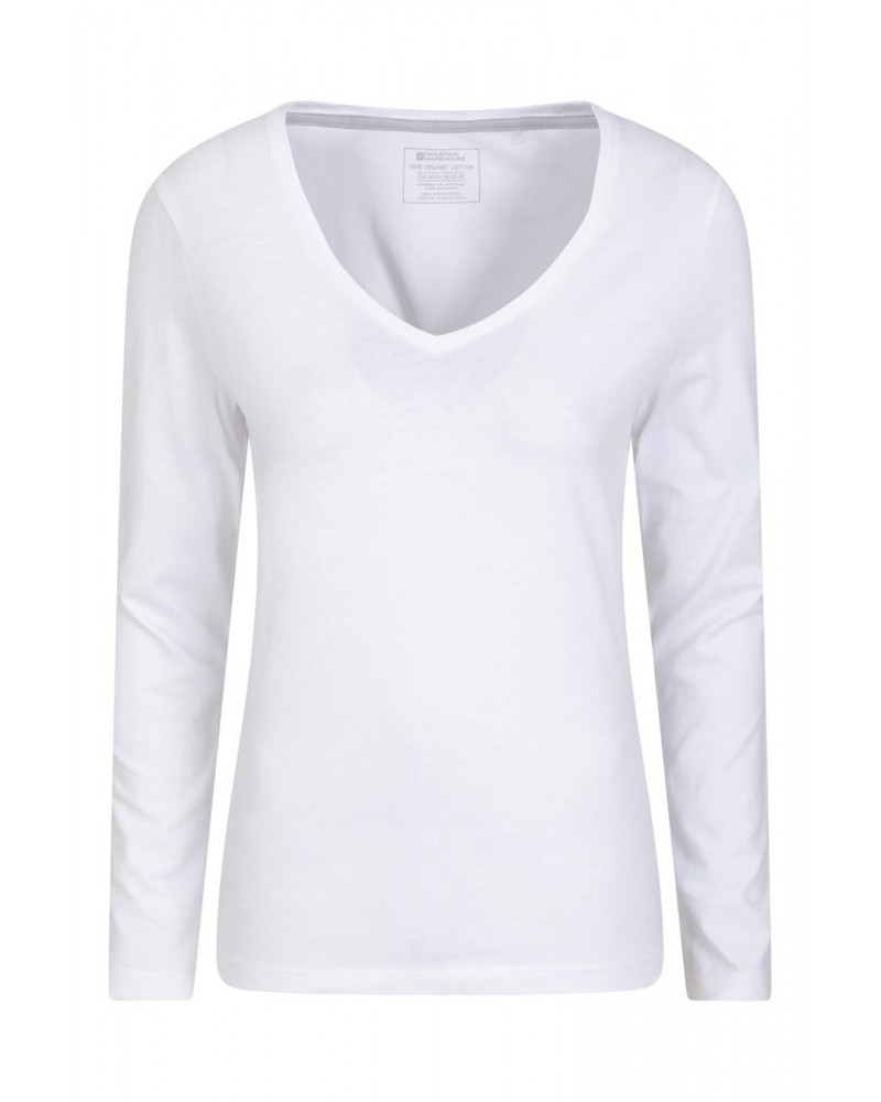 Eden Womens Organic V-Neck T-Shirt White $13.77 Tops