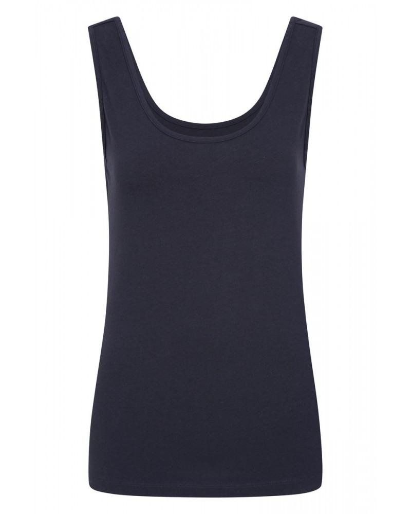 Womens Scoop Neck Organic Tank Top Navy $10.79 Tops