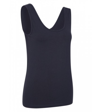 Womens Scoop Neck Organic Tank Top Navy $10.79 Tops