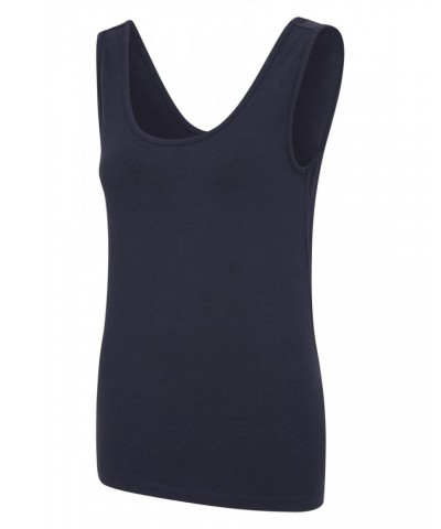 Womens Scoop Neck Organic Tank Top Navy $10.79 Tops