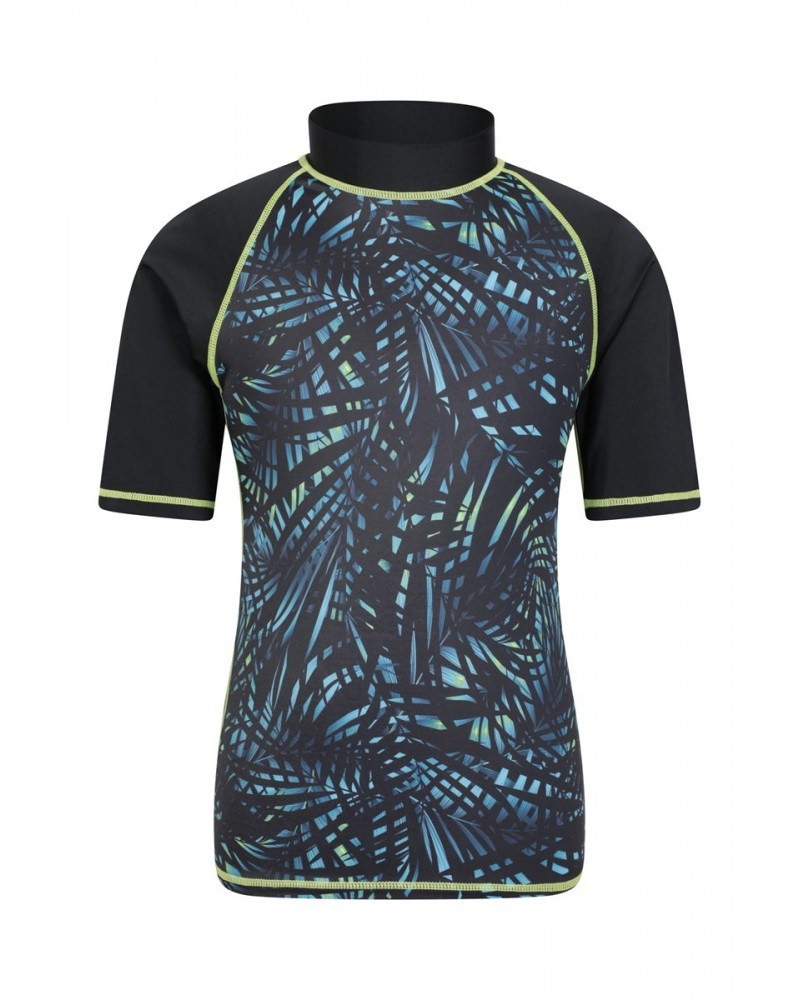 Short Sleeve Kids Printed Rash Guard Tropics $11.39 Swimwear