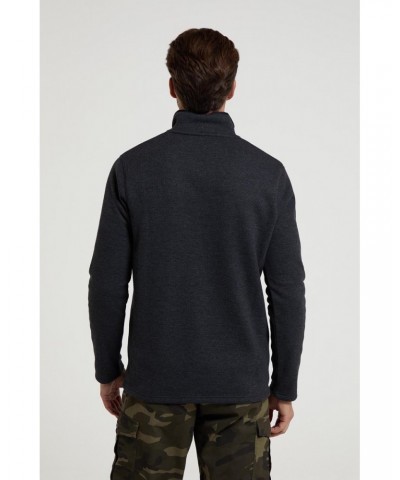 Beta Contrast Mens Zip-Neck Top Charcoal $23.39 Fleece