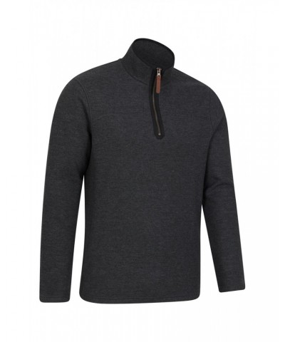 Beta Contrast Mens Zip-Neck Top Charcoal $23.39 Fleece