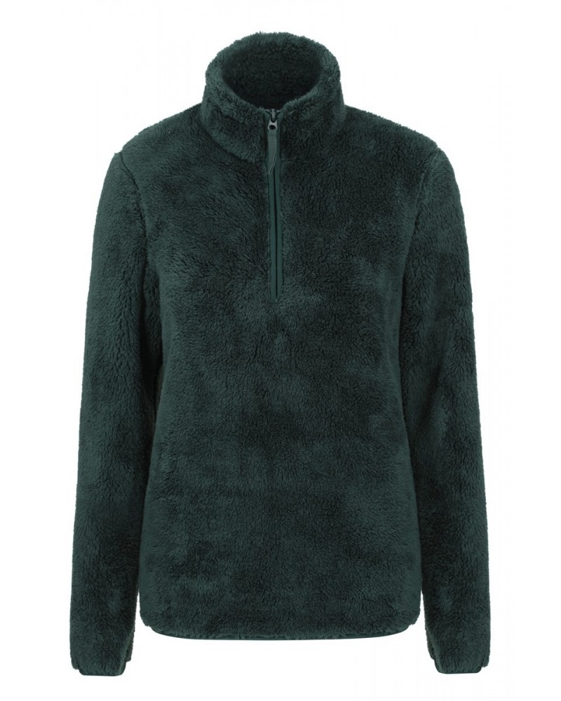 Teddy Womens Half-Zip Fleece Dark Green $18.14 Fleece