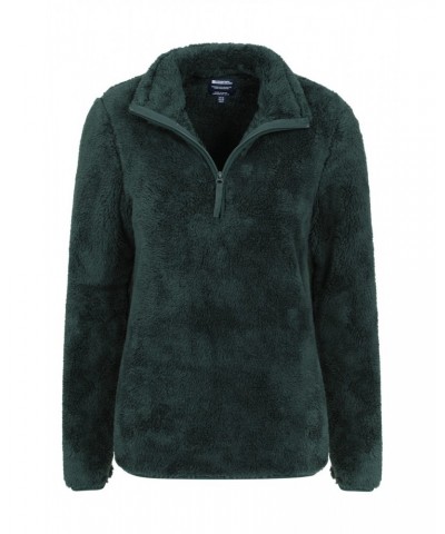 Teddy Womens Half-Zip Fleece Dark Green $18.14 Fleece