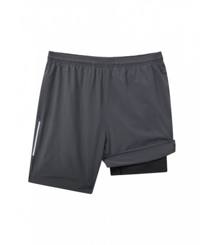 Motion Mens 2 in 1 Active Shorts Dark Grey $18.80 Active