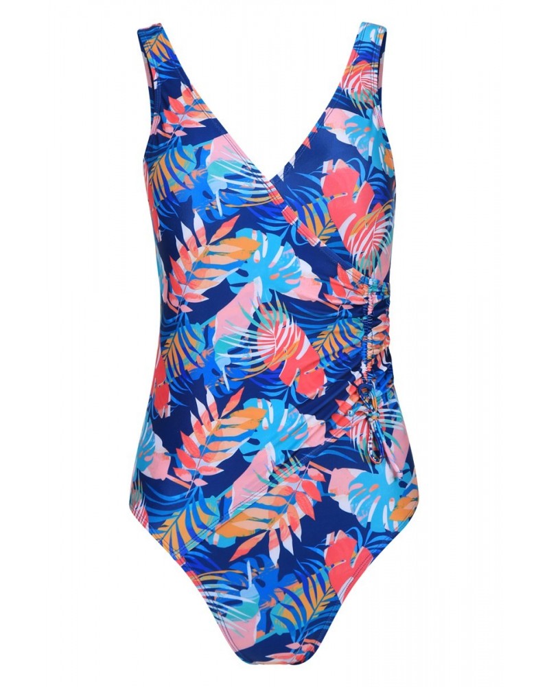 Sardinia Womens Wrap Ruched Swimsuit Tropical $29.99 Swimwear