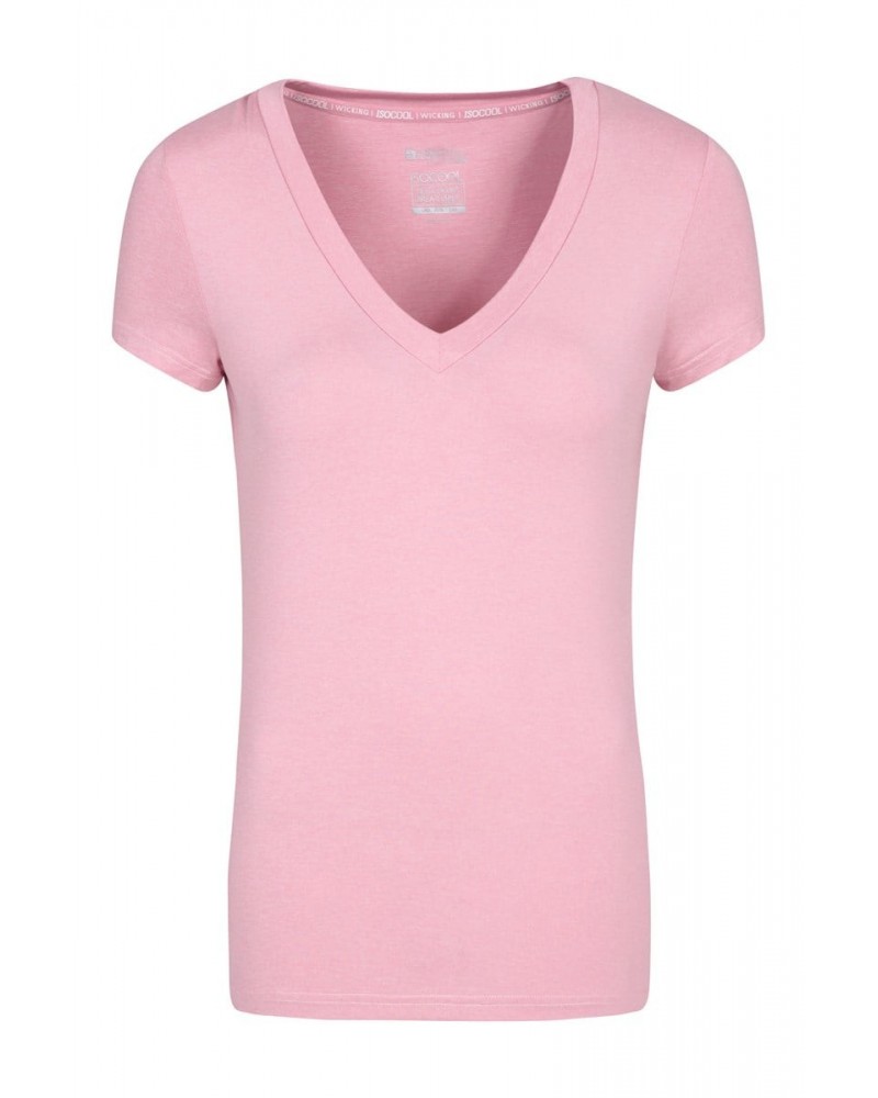 Vitality V Neck Womens Tee Pale Pink $14.30 Active