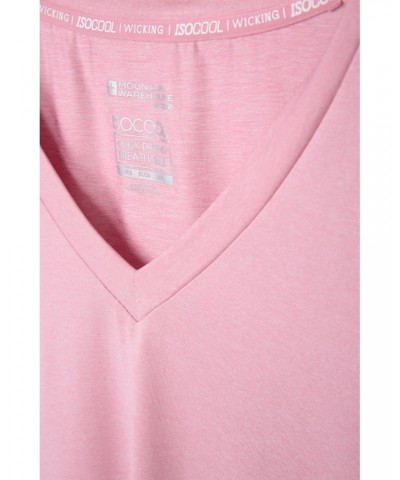 Vitality V Neck Womens Tee Pale Pink $14.30 Active