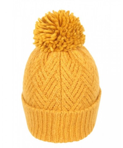 Chevron Knitted Womens Pom Beanie Mustard $10.06 Ski