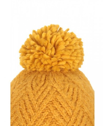 Chevron Knitted Womens Pom Beanie Mustard $10.06 Ski