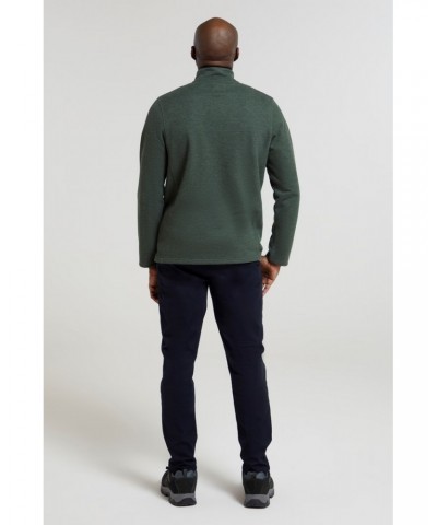 Beta Contrast Mens Zip-Neck Top Green $19.35 Fleece