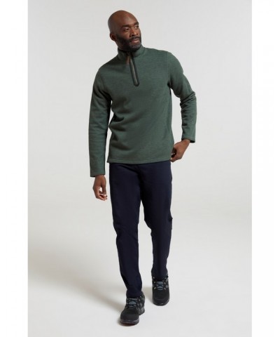 Beta Contrast Mens Zip-Neck Top Green $19.35 Fleece