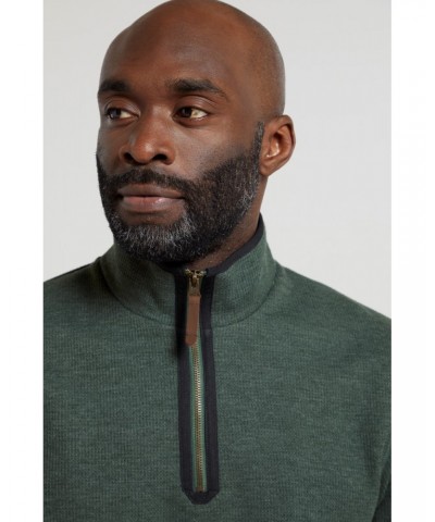 Beta Contrast Mens Zip-Neck Top Green $19.35 Fleece