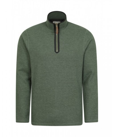 Beta Contrast Mens Zip-Neck Top Green $19.35 Fleece