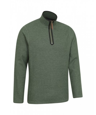 Beta Contrast Mens Zip-Neck Top Green $19.35 Fleece