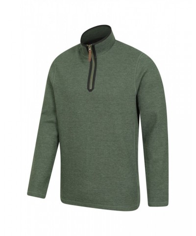 Beta Contrast Mens Zip-Neck Top Green $19.35 Fleece