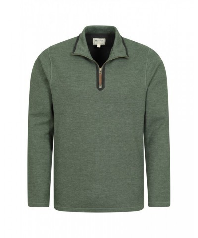 Beta Contrast Mens Zip-Neck Top Green $19.35 Fleece