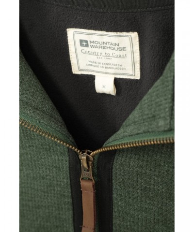 Beta Contrast Mens Zip-Neck Top Green $19.35 Fleece