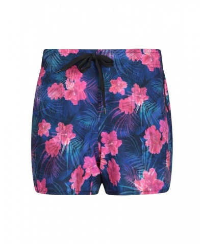 Patterned Womens Stretch Boardshorts - Short Dark Pink $13.53 Pants