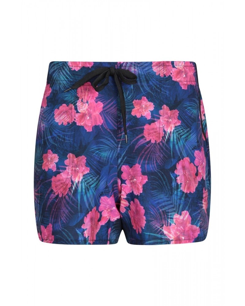 Patterned Womens Stretch Boardshorts - Short Dark Pink $13.53 Pants