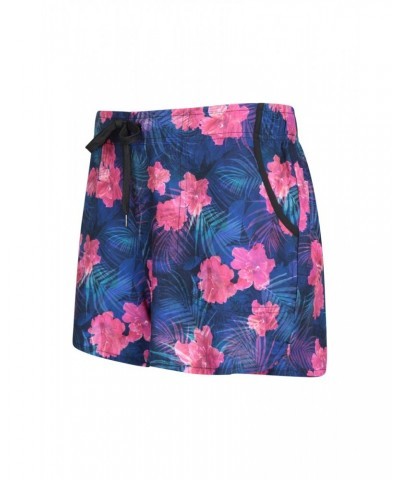 Patterned Womens Stretch Boardshorts - Short Dark Pink $13.53 Pants