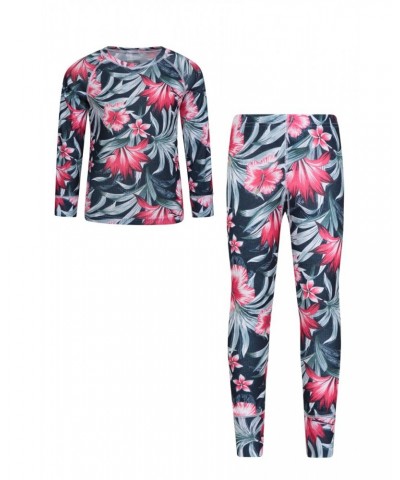 Talus Printed Kids Base Layer-Top & Pants Set Pink $15.59 Active