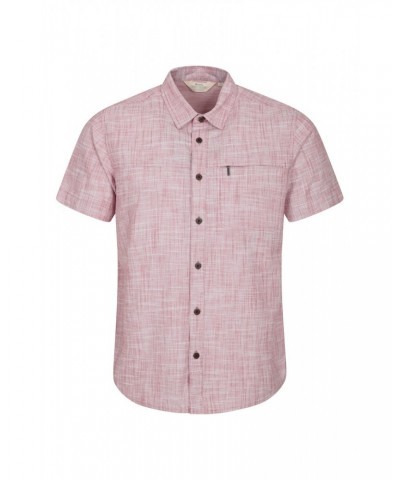 Coconut Slub Texture Mens Short-Sleeved Shirt Red $16.49 Tops