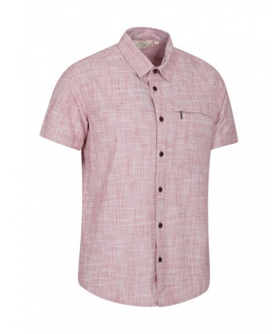 Coconut Slub Texture Mens Short-Sleeved Shirt Red $16.49 Tops