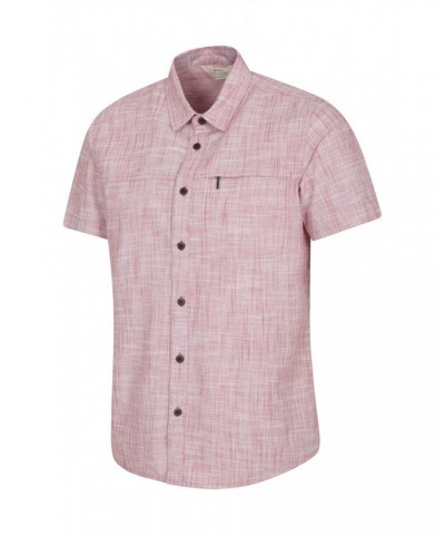 Coconut Slub Texture Mens Short-Sleeved Shirt Red $16.49 Tops