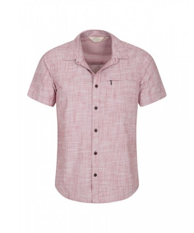 Coconut Slub Texture Mens Short-Sleeved Shirt Red $16.49 Tops