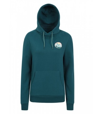 Printed Mountain Sunrise Womens Hoodie Teal $17.81 Tops