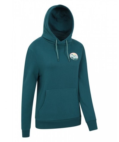 Printed Mountain Sunrise Womens Hoodie Teal $17.81 Tops