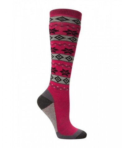 Isocool Womens Patterned Knee Length Ski Socks Bright Pink $10.00 Accessories