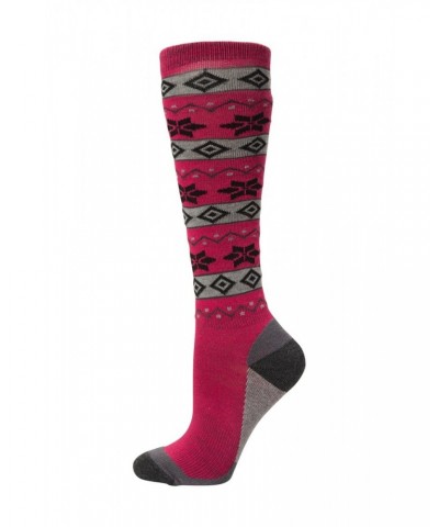 Isocool Womens Patterned Knee Length Ski Socks Bright Pink $10.00 Accessories