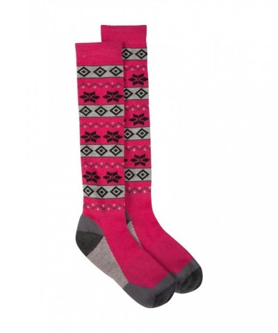 Isocool Womens Patterned Knee Length Ski Socks Bright Pink $10.00 Accessories