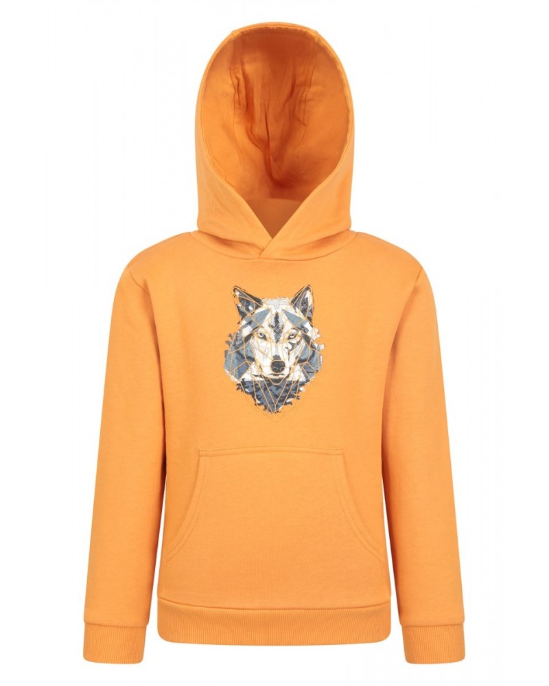 Abstract Wolf Kids Organic Hoodie Burnt Orange $17.69 Tops