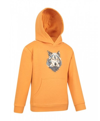 Abstract Wolf Kids Organic Hoodie Burnt Orange $17.69 Tops