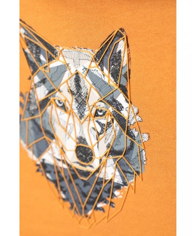 Abstract Wolf Kids Organic Hoodie Burnt Orange $17.69 Tops