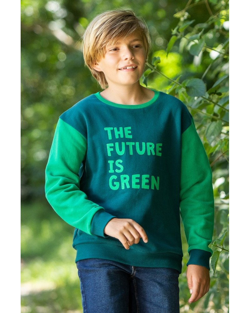 Kids Organic Slogan Sweatshirt Green $12.75 Tops