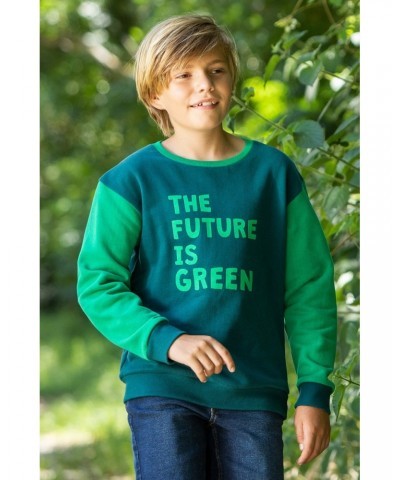 Kids Organic Slogan Sweatshirt Green $12.75 Tops