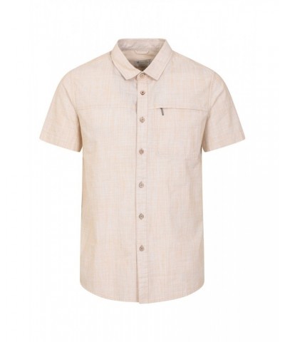 Coconut Slub Texture Mens Short-Sleeved Shirt Yellow $17.39 Tops