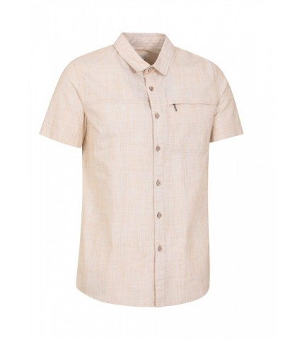 Coconut Slub Texture Mens Short-Sleeved Shirt Yellow $17.39 Tops