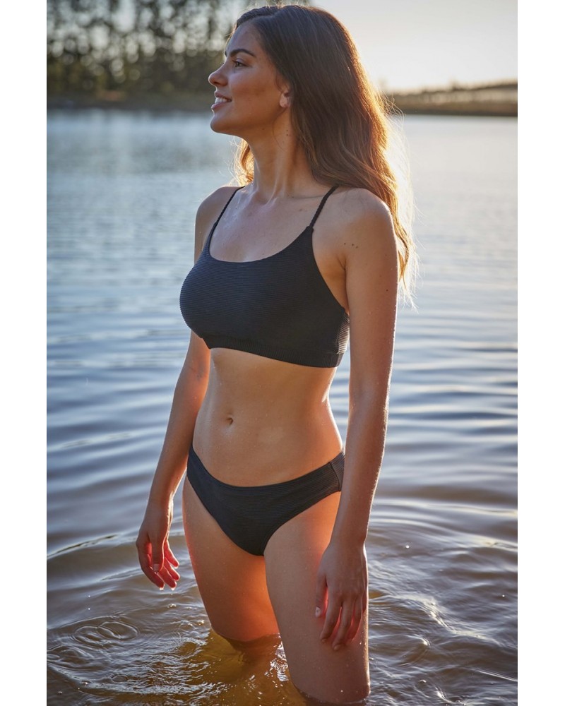 Sporty Womens Bikini Top Jet Black $13.79 Swimwear