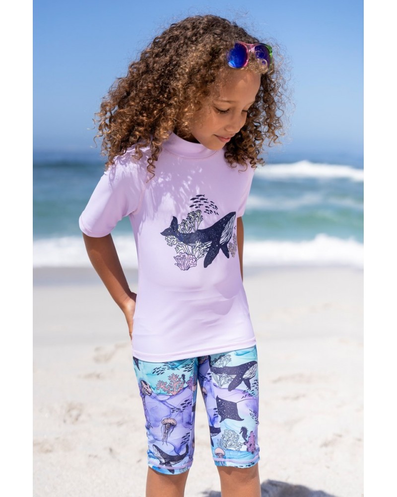 Printed Kids Rash Guard and Shorts Ocean Splash $12.99 Tops