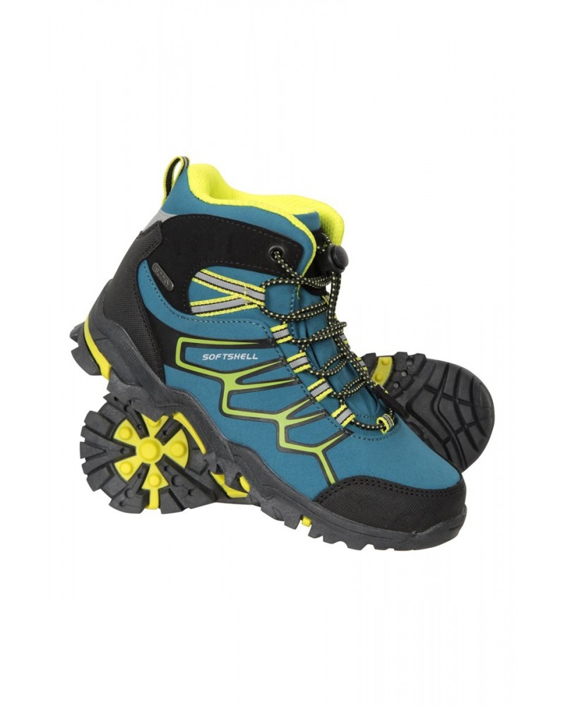 Softshell Kids Waterproof Hiking Boots Turquoise $37.04 Footwear