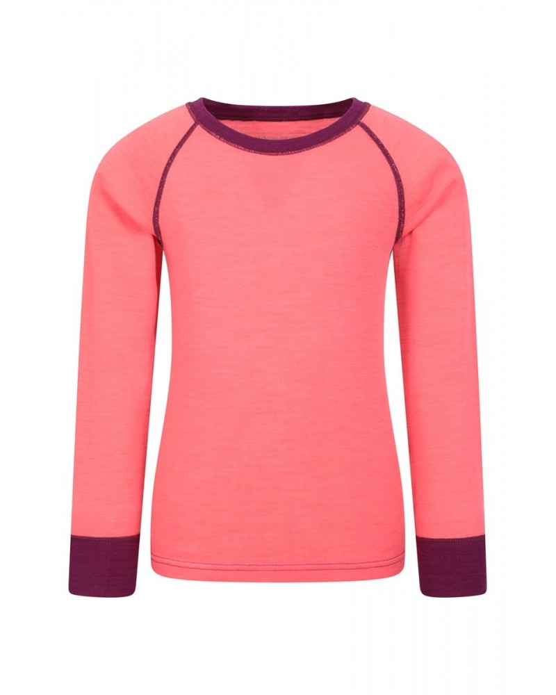 Merino II Kids Round Neck Base Layer Top Bright Pink $16.50 Base Layers