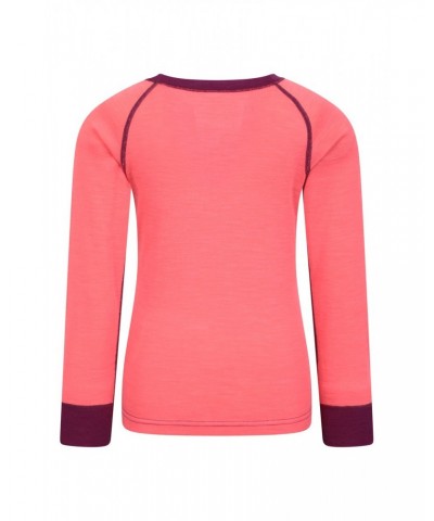 Merino II Kids Round Neck Base Layer Top Bright Pink $16.50 Base Layers